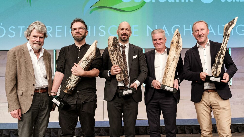 Die Gewinner des FERONIA  Nachhaltigkeitspreis mit Gastredner  Reinhold Messner. Foto: © Eric Krügl | © Eric Krügl